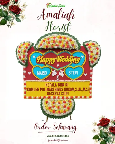 Karangan Papan Bunga Pernikahan di Simpang Tanjung